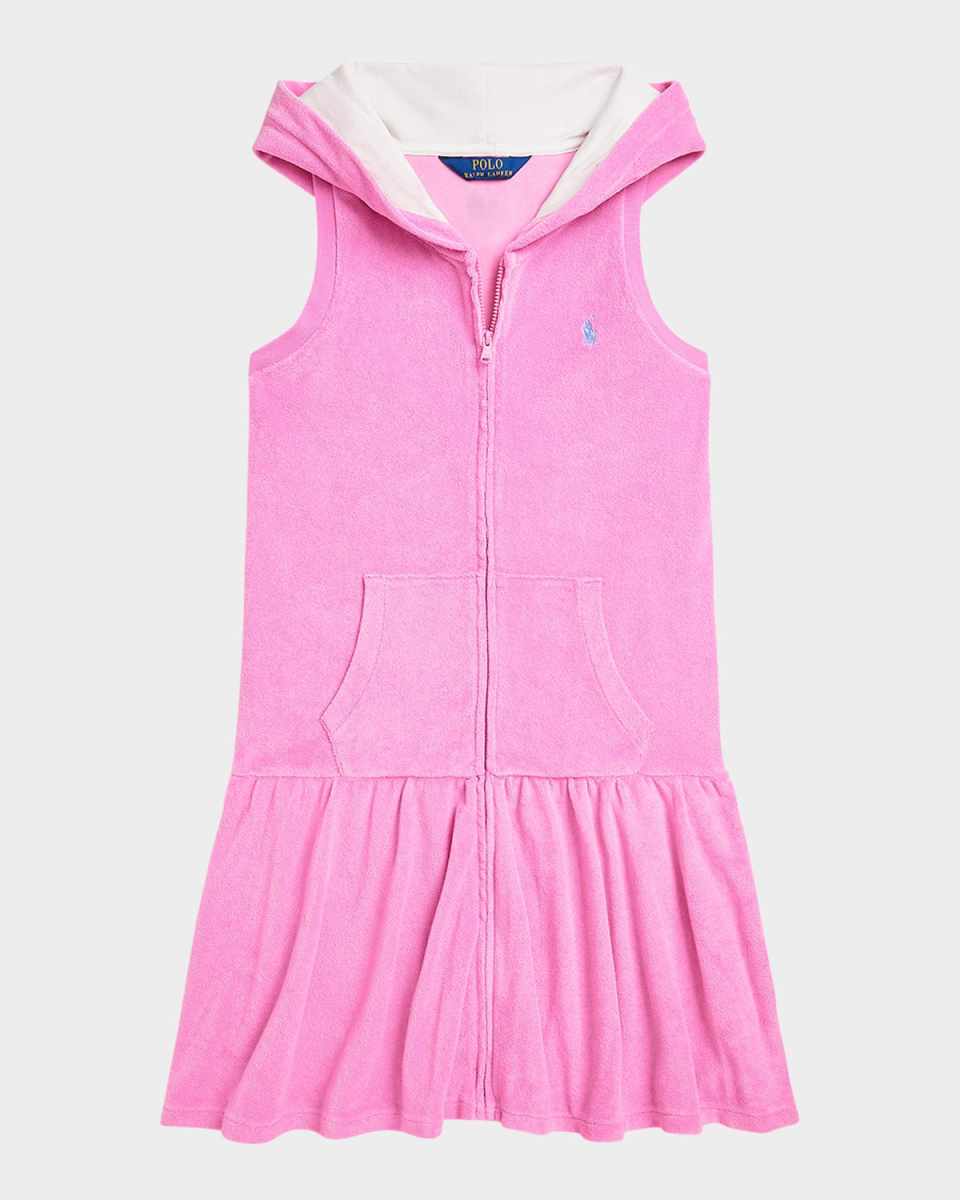 Girl's Terry Cloth Hooded Cover Up, Size S-XL